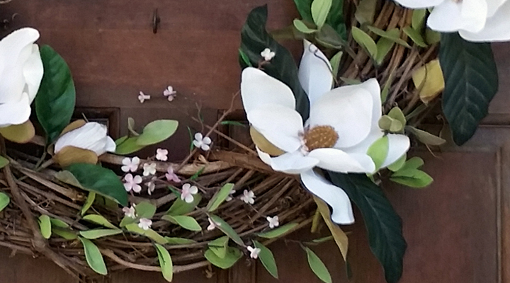 Custom magnolia faux wreath